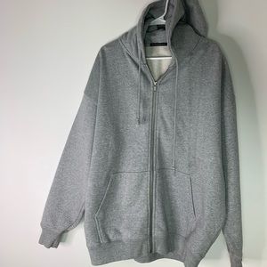 Brandy Melville Christy Zip-up Oversize Hoodie Grey
